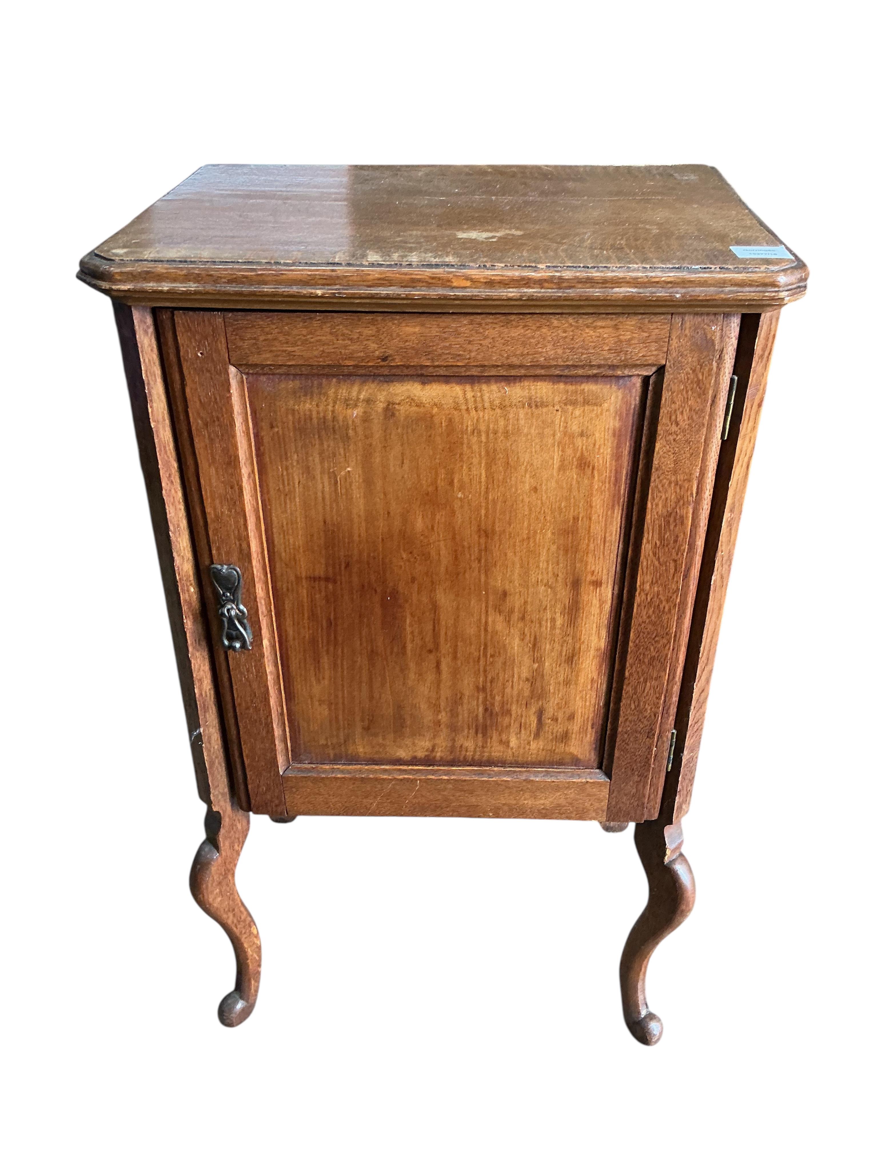 A 19th century French oak side cabinet, width 54cm, depth 38cm, height 94cm